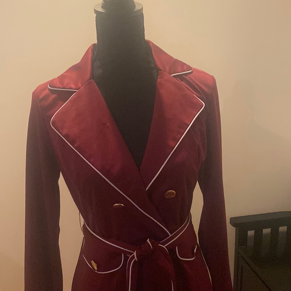 Burgundy dress With tie belt